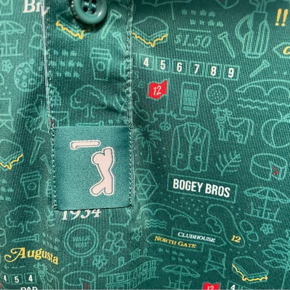 Bogey Bros Men’s XXL Augusta Green Polo Golf Shirt Retired Print - Picture 2 of 9